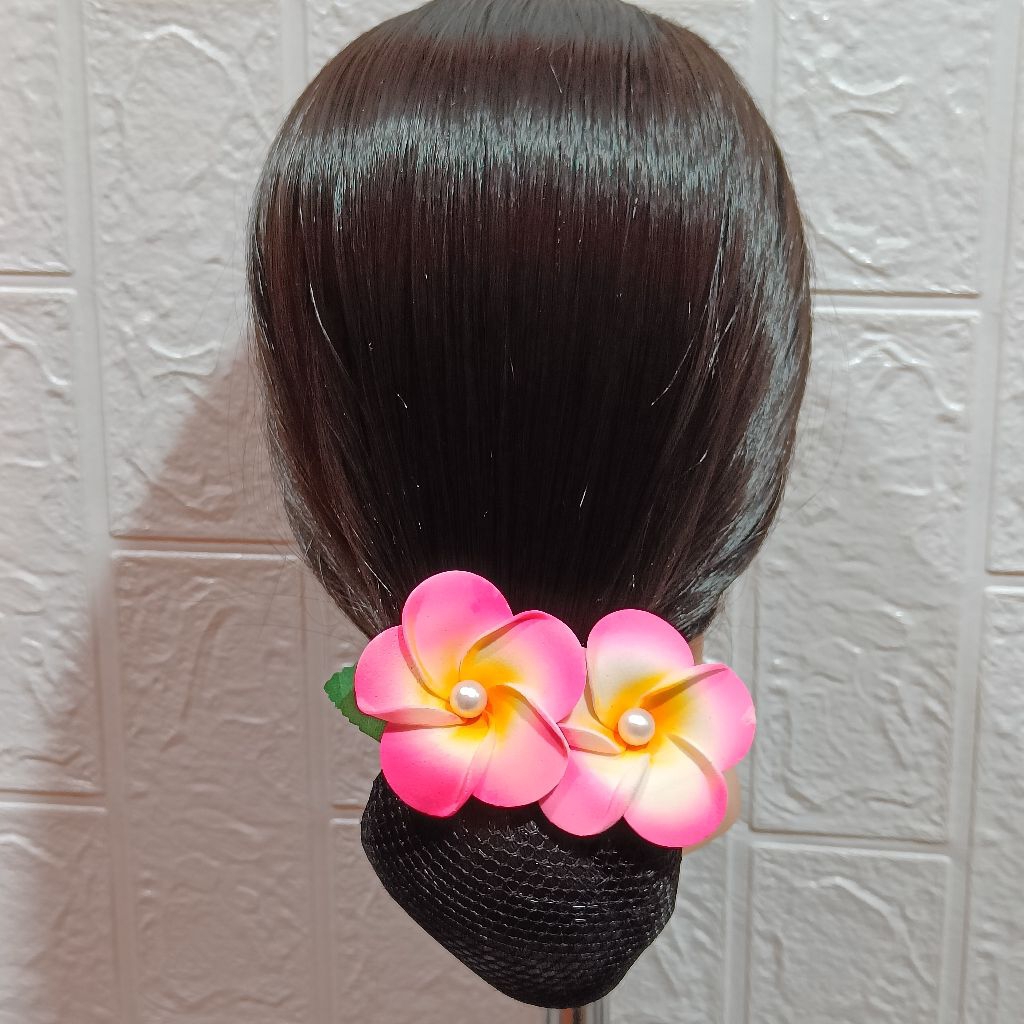 jepit rambut arnet bunga jepun pink / jepit harnet bunga kamboja pink