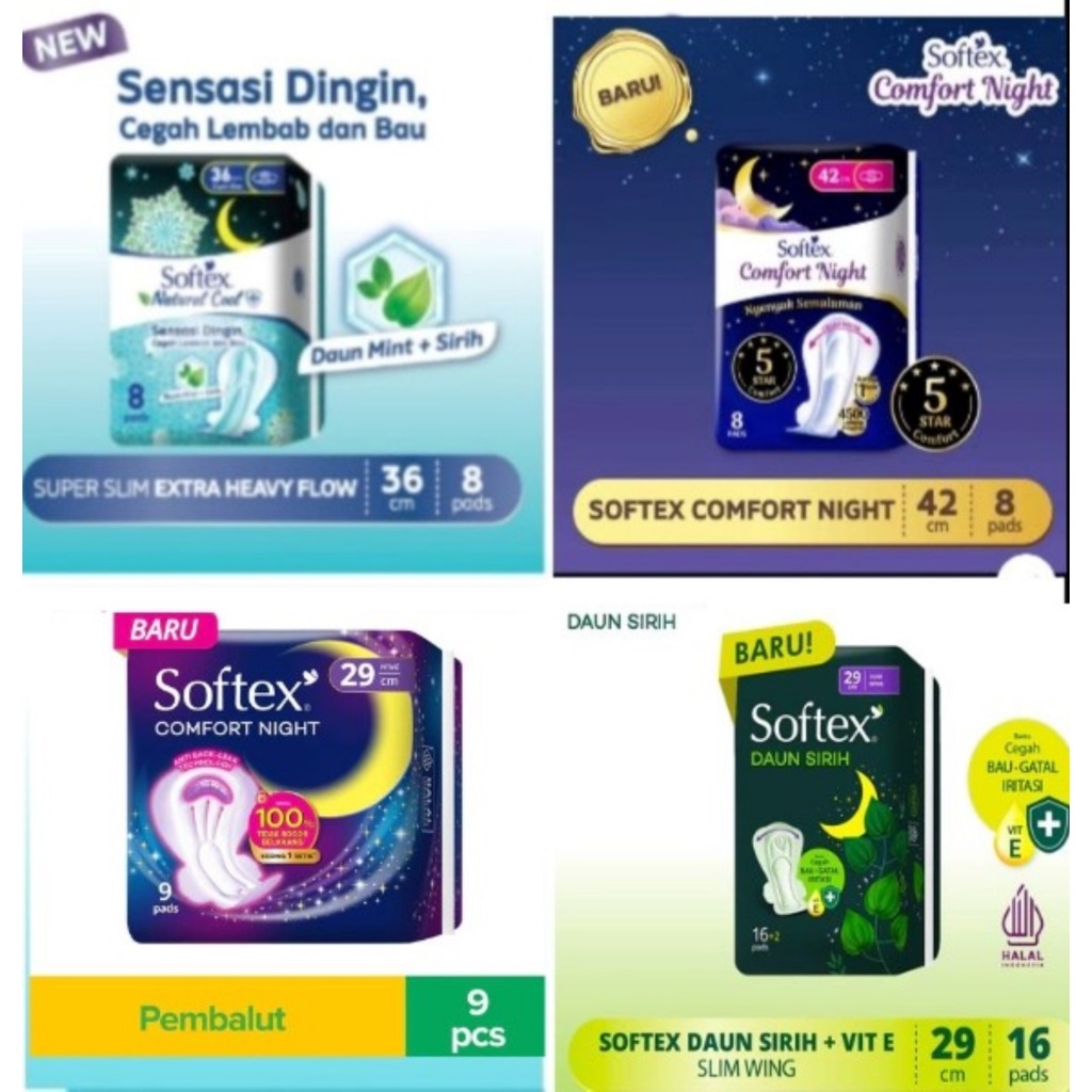 Softex Comfort Night Wing Pembalut Wanita#Softex Night Pembalut#Softex Daun Sirih Slim Wing