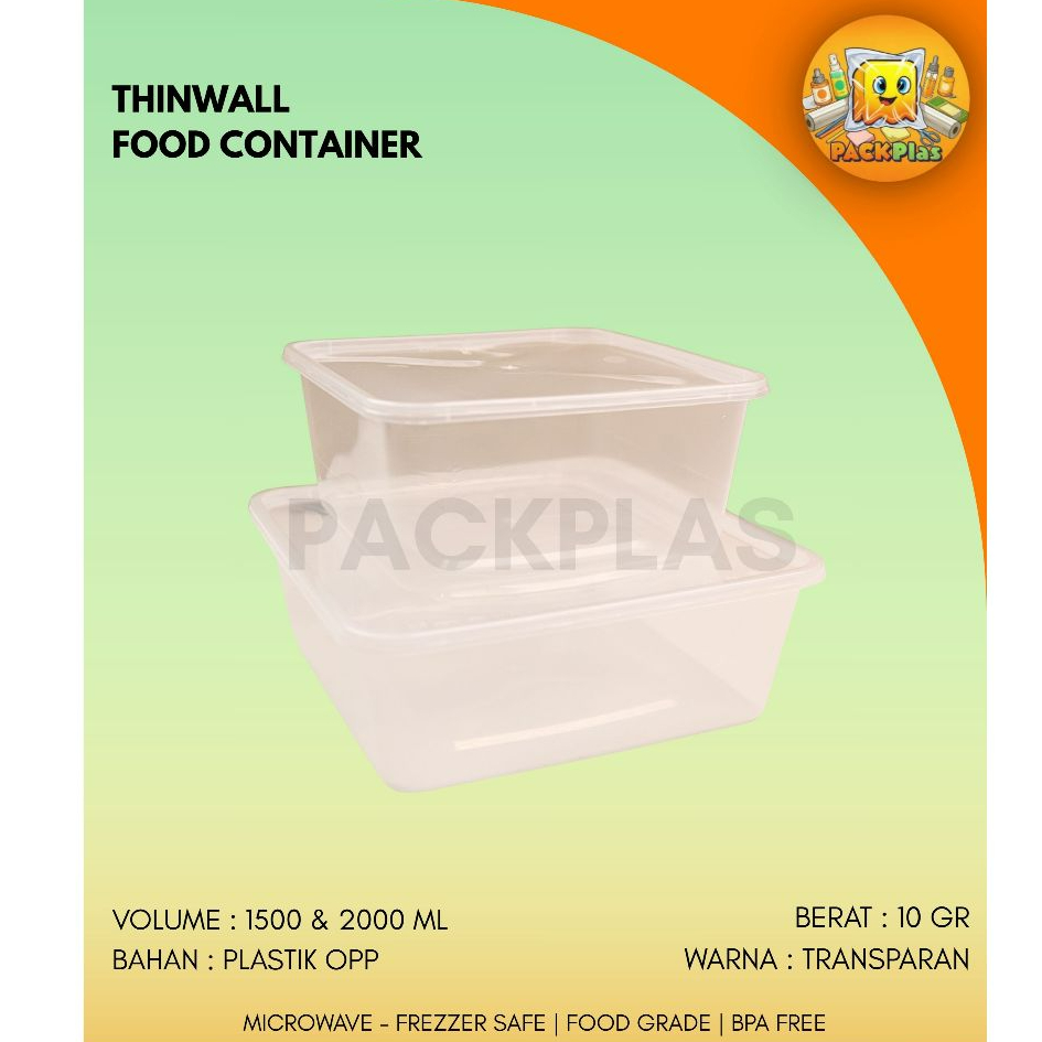Thinwall Square Bahan Tebal | Thinwall Kotak Besar | Thinwall Jumbo | Kotak Penyimpanan Makanan Berb