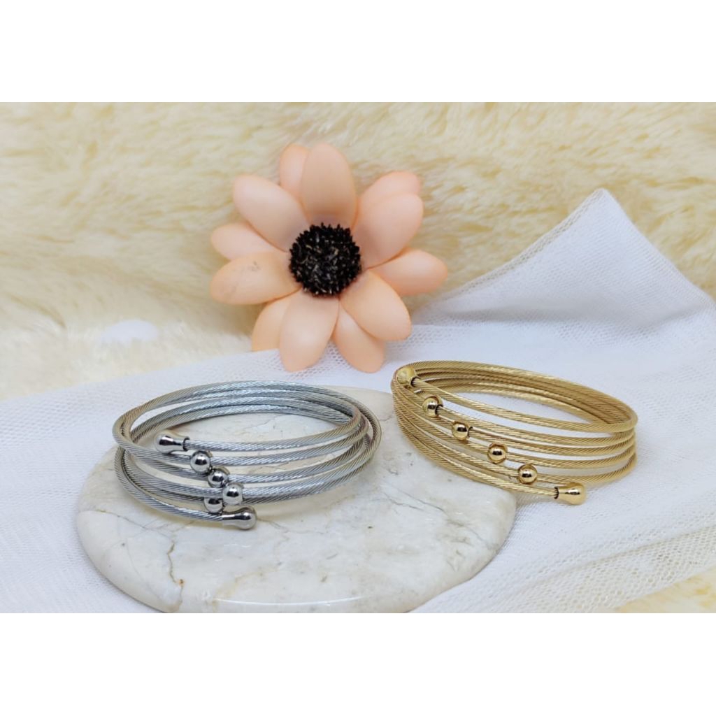 gelang tangan tinju lilit asli titanium wanita