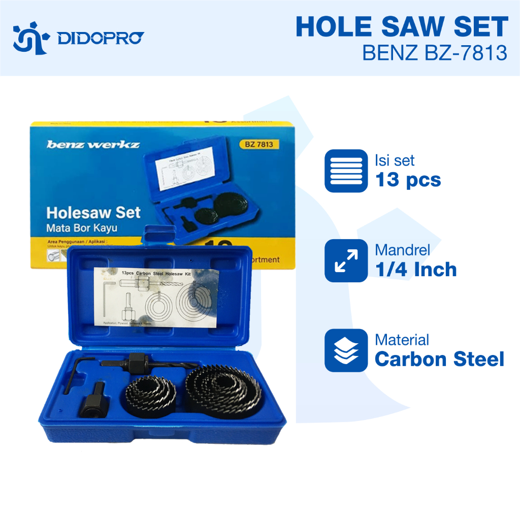 Hole Saw Kit Benz - 13 Mata Bor (1 Set)