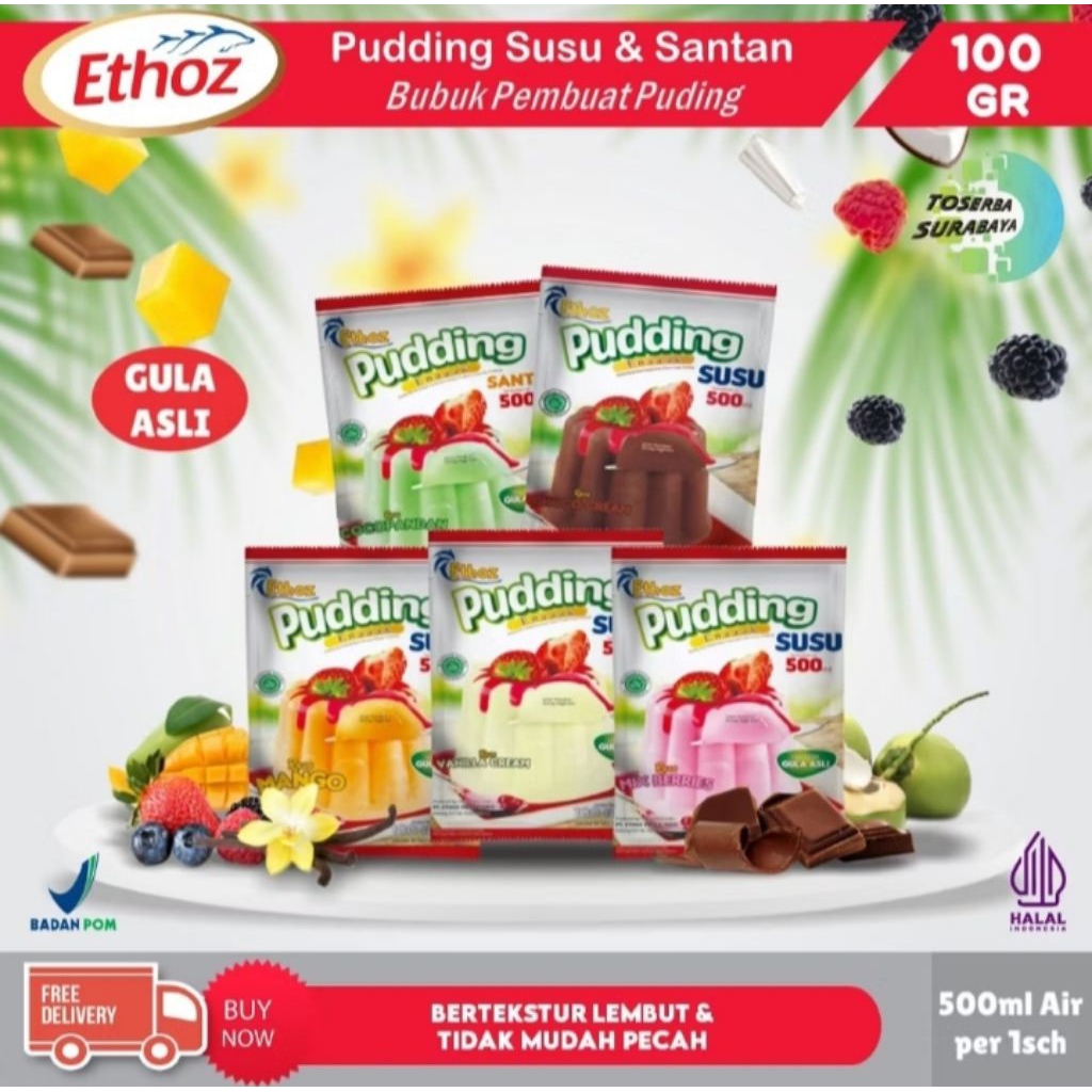 ETHOZ Puding susu 100 gr All varian / Puding susu ethoz 100 gr / bubuk puding susu