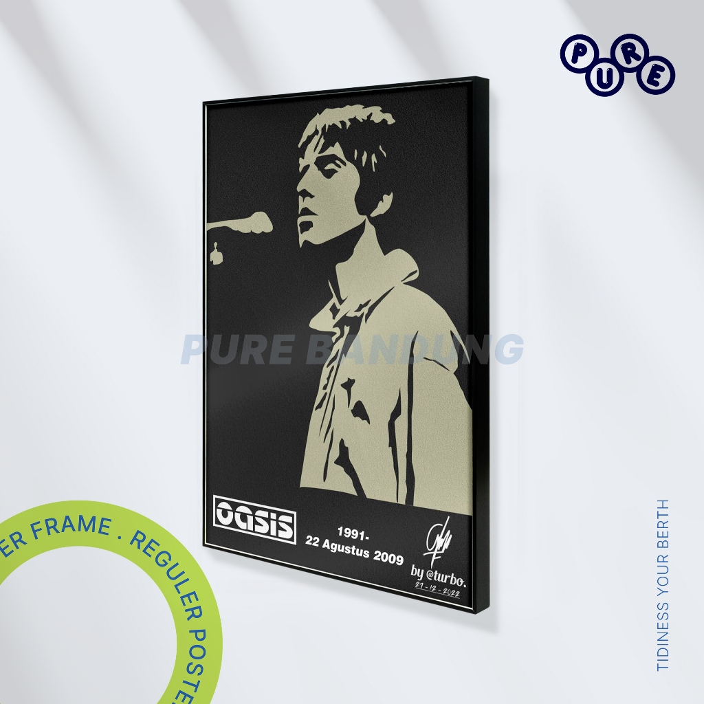 PURE BANDUNG – Poster OASIS BAND Tribute | Bingkai Frame Dekorasi Dinding Musik Indie Rock Aesthetic