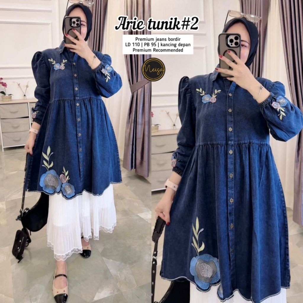 berly arie kemeja tunik signadila kemeja jeans premium atasan denim import kemeja jumbo ld 130 ld 12