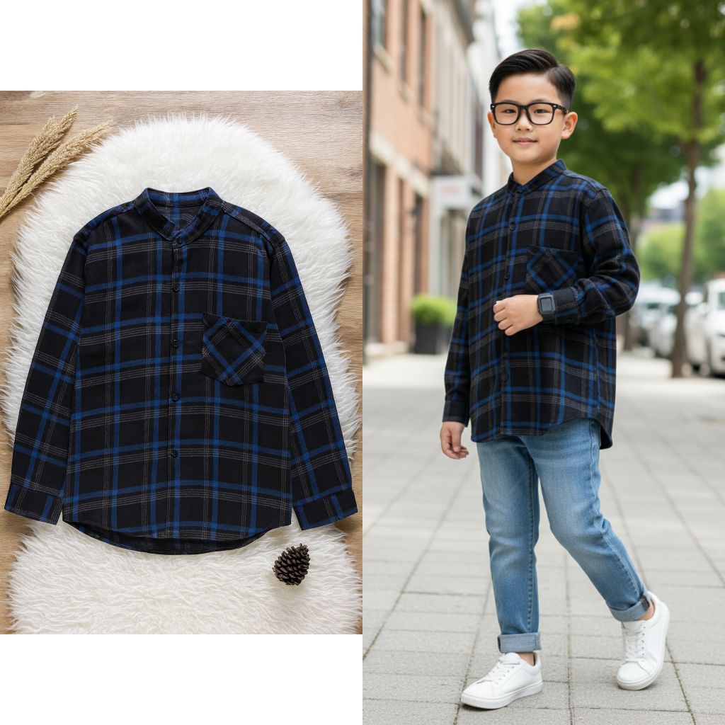 (2-13 tahun) KEMEJA FLANEL ANAK / FLANEL KOTAK ANAK / KEMEJA KANCING FLANEL SHIRT ANAK QUIKSILVER AN