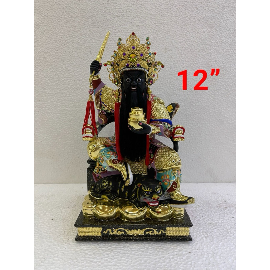 patung dewa Hantankong - Tio guan sue - zhao gong ming 12in kayu Taiwan topi
