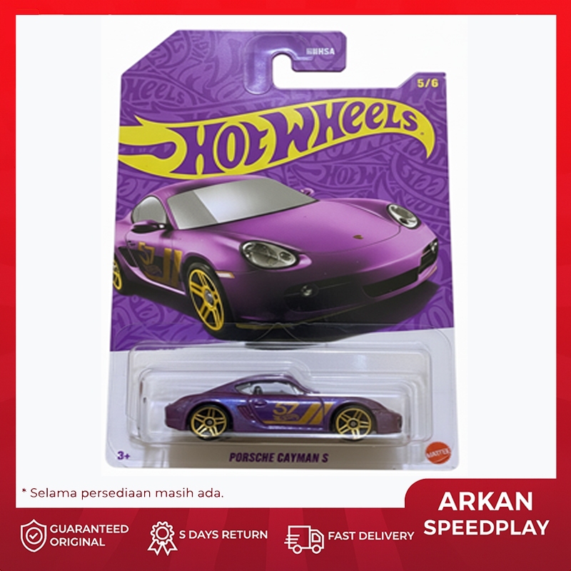 Hot Wheels Porsche Cayman S Ungu Original – Diecast Real Car Mobil Sport Kolektor 1:64 (Single Item,