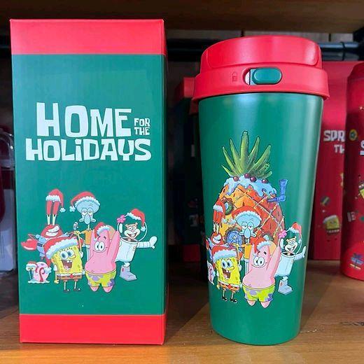 Starbucks Tumbler Spongebob 16OZ Stainless Home For The Holiday Holiday Exclusive