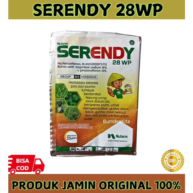 SERENDY HERBISIDA PADI 25GRAM OBAT RACUN RUMPUT DAUN LEBAR, SEMPIT DAN TEKI
