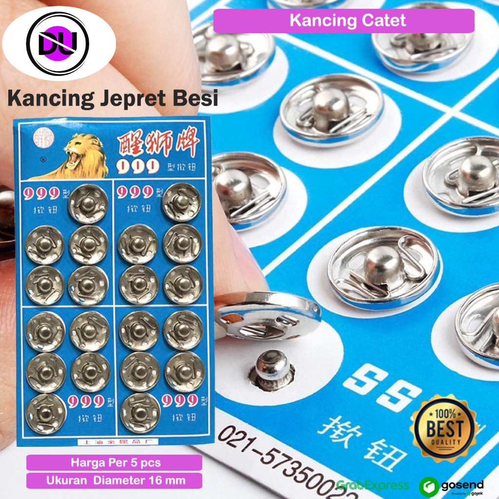 Kancing Jepret Cetet Ukuran Besar Kecil Lion Brand Warna Silver Ukuran 8mm 16mm Kancing Celana Jeans