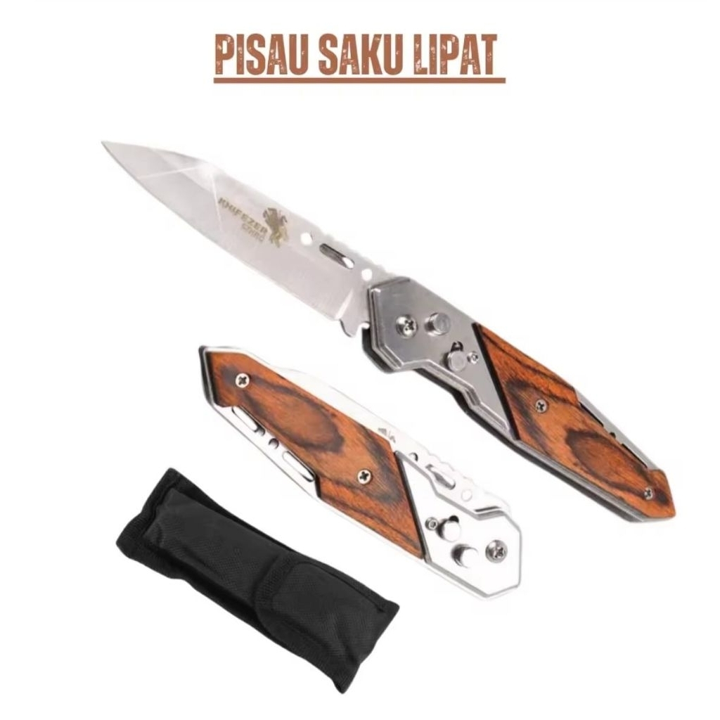Knifezer - Pisau Lipat Outdoor Serbaguna Panjang 20cm - 57HRC