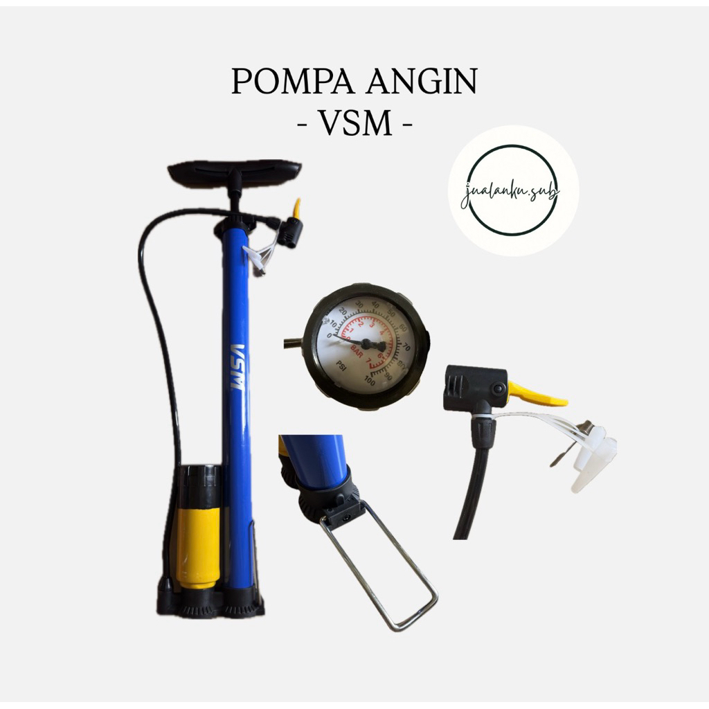 Pompa Angin Ban Sepeda Dan Motor Kompa Sepeda Meter Manual