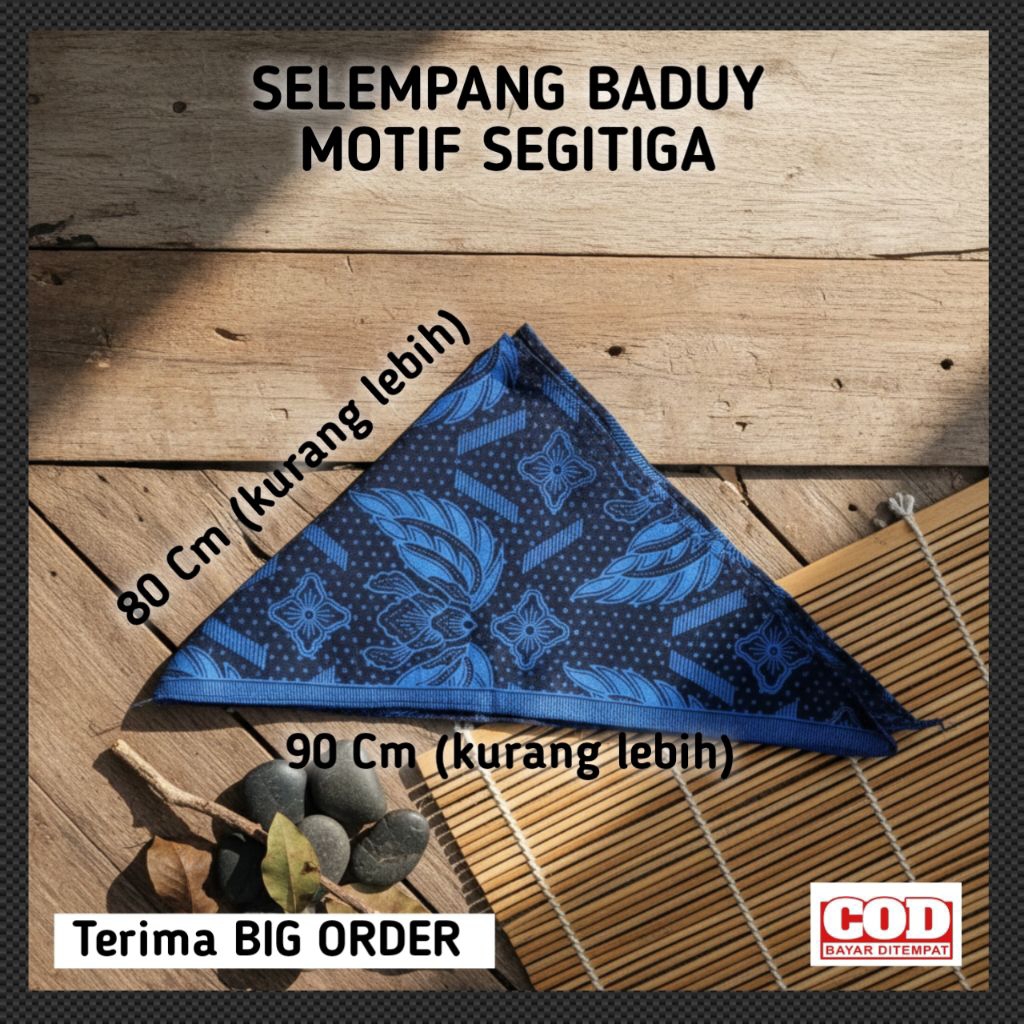 Slayer Baduy Motif Batik Biru Hitam Segitiga - Cocok Untuk Syal & Ikat Kepala