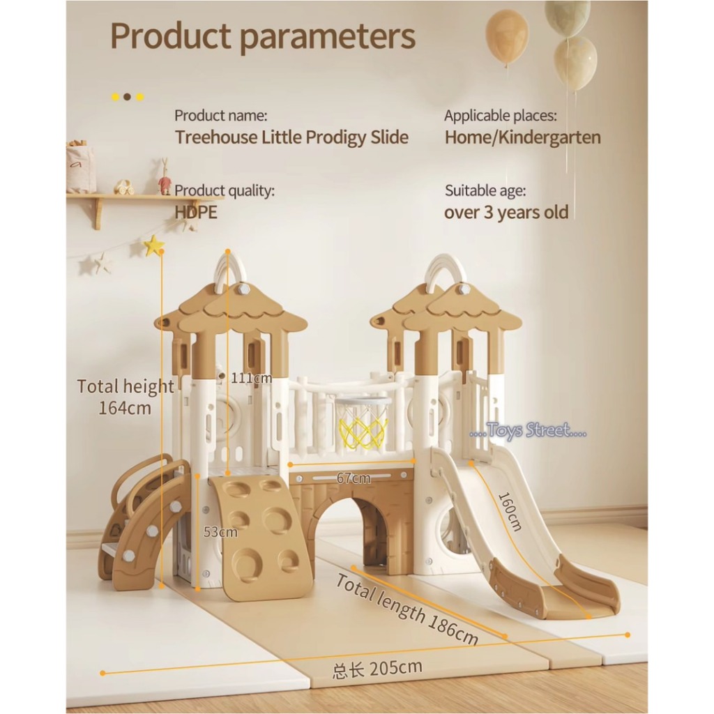 Tree House Deluxe Playground Playhouse Slide Tunnel Gelongor Rumah Permainan