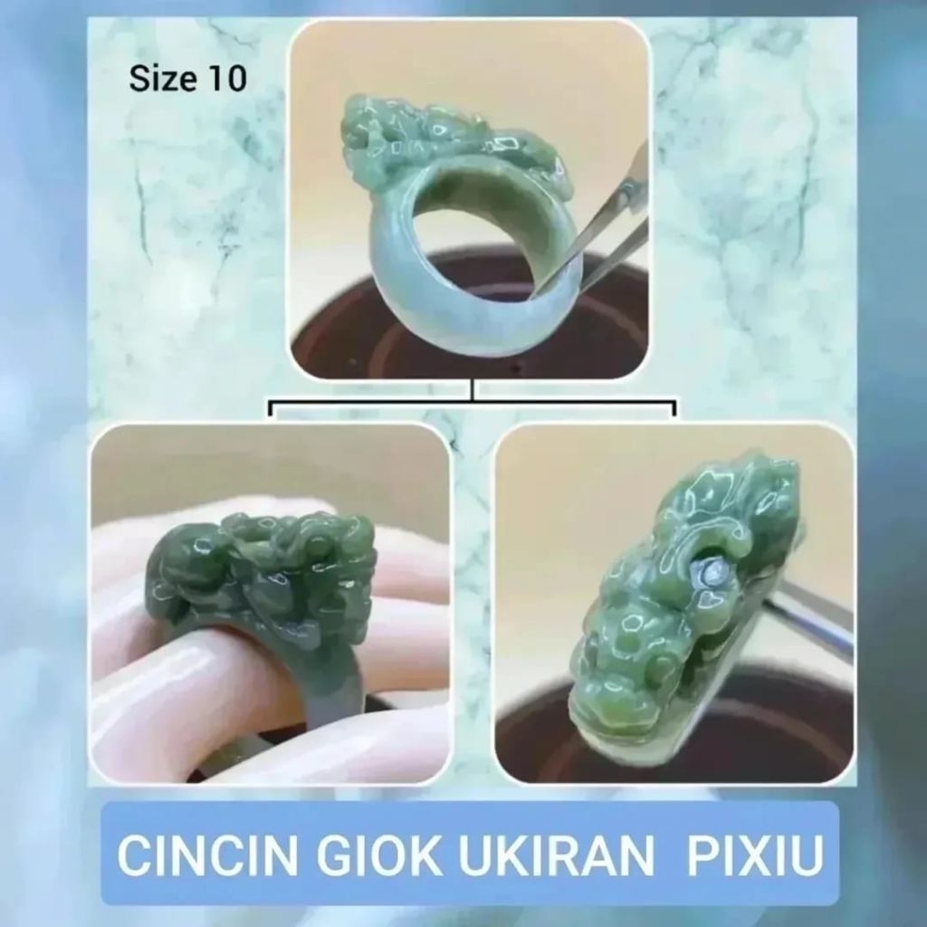 CINCIN UKIRAN PIXIU  SIZE 10 GIOK BERSERTIFIKAT UNTUK PRIA / WANITA