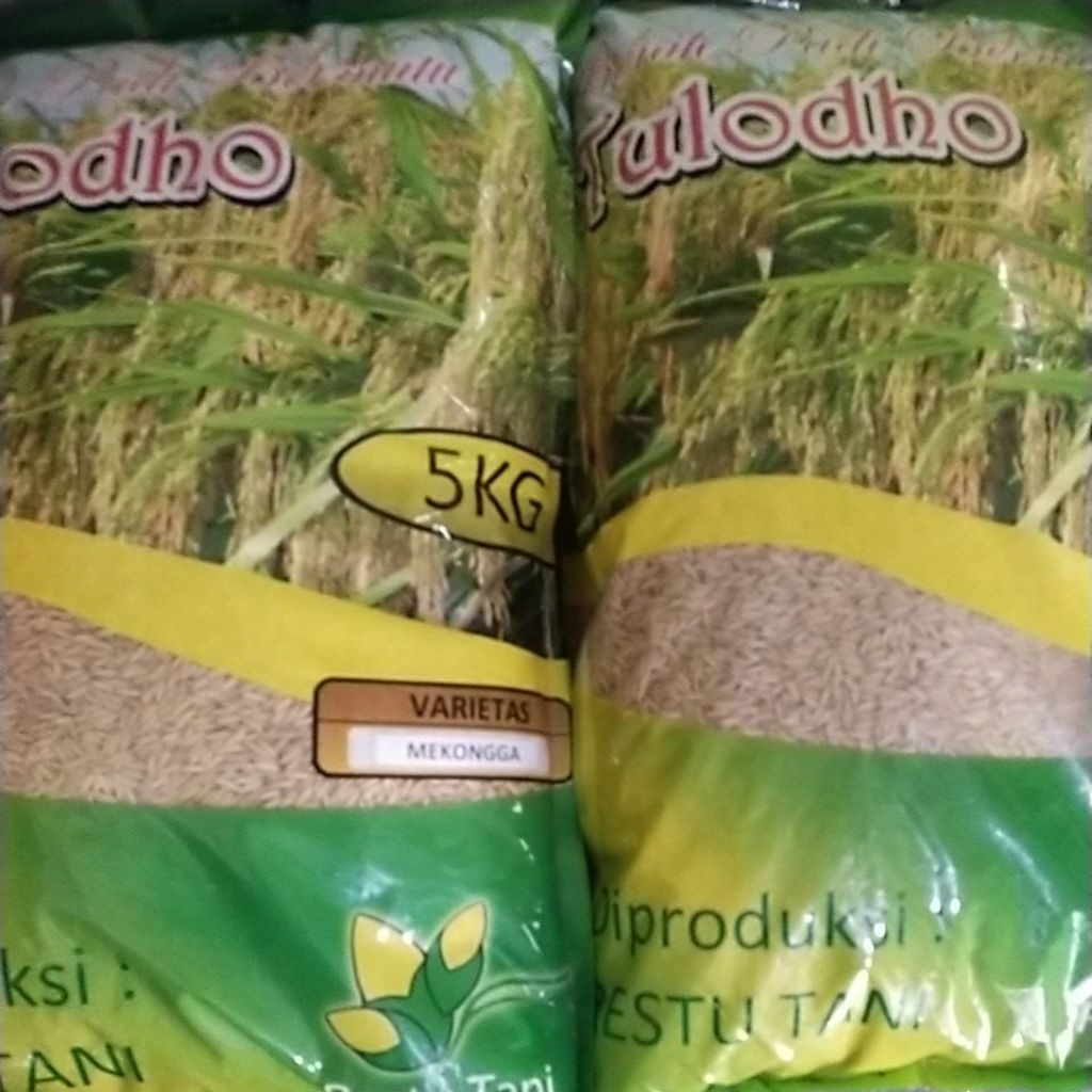 Benih padi Melongga 5 kg Label ungu. Benih padi unggul bermutu tinggi. Padi