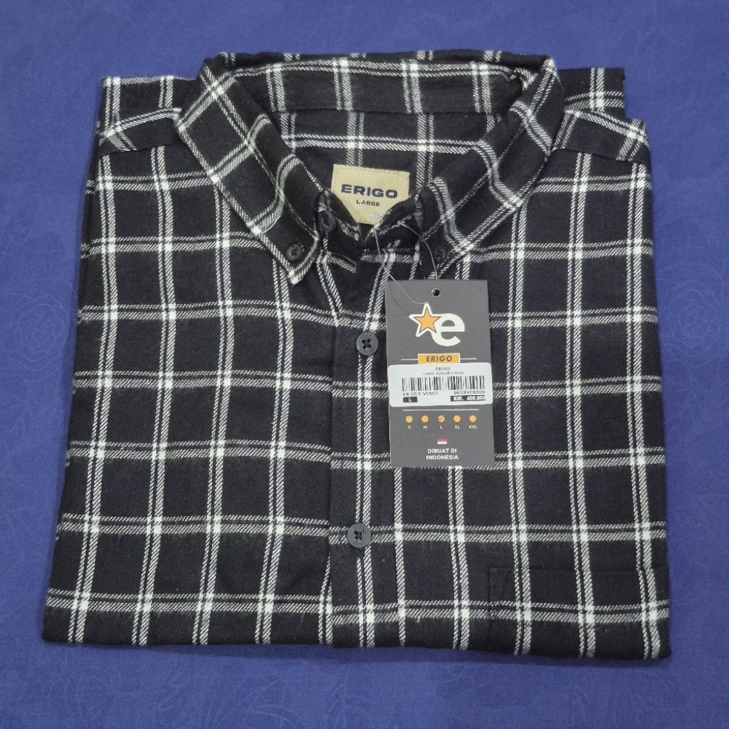 Baju Kemeja original FlanelErigo Super lembut dan tebal dengan warna dan corak kekinian 1pc.