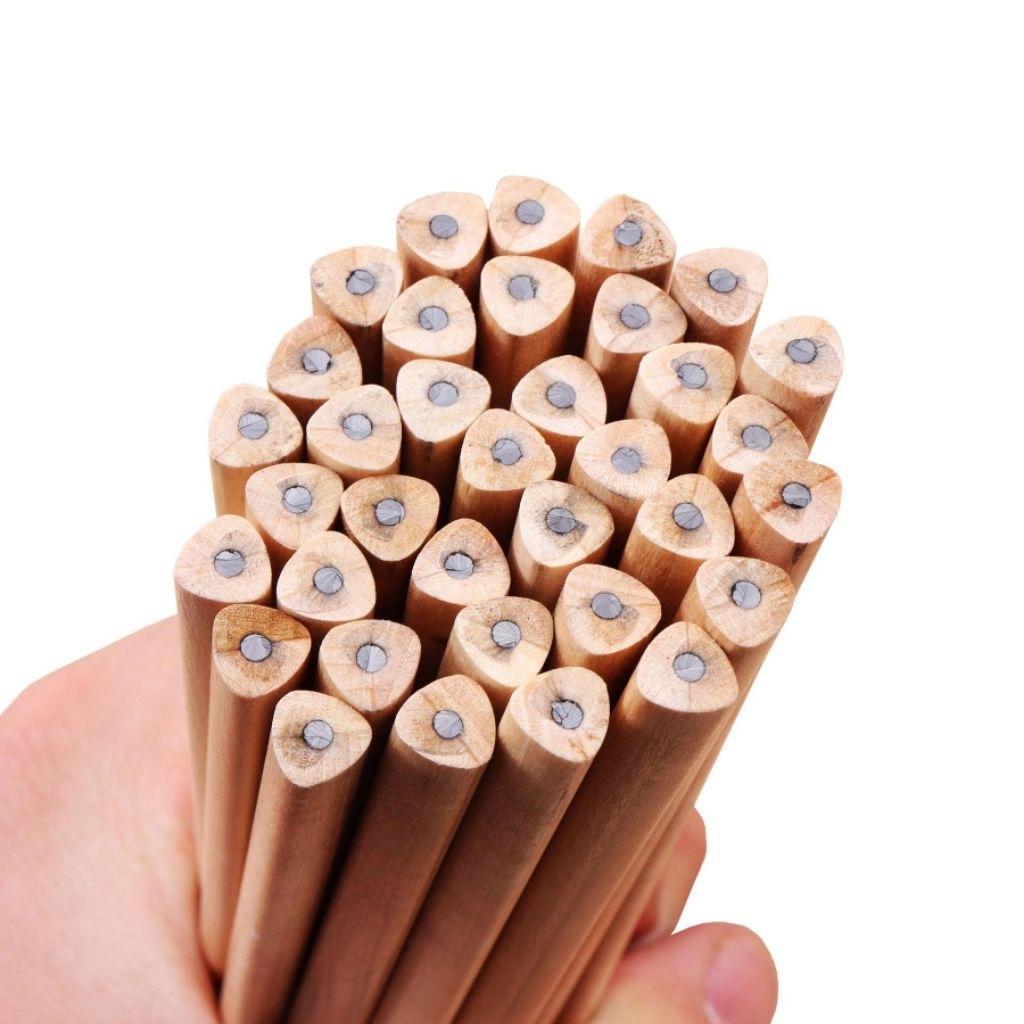 Pensil Kayu Polos Segitiga (Belum Diserut)