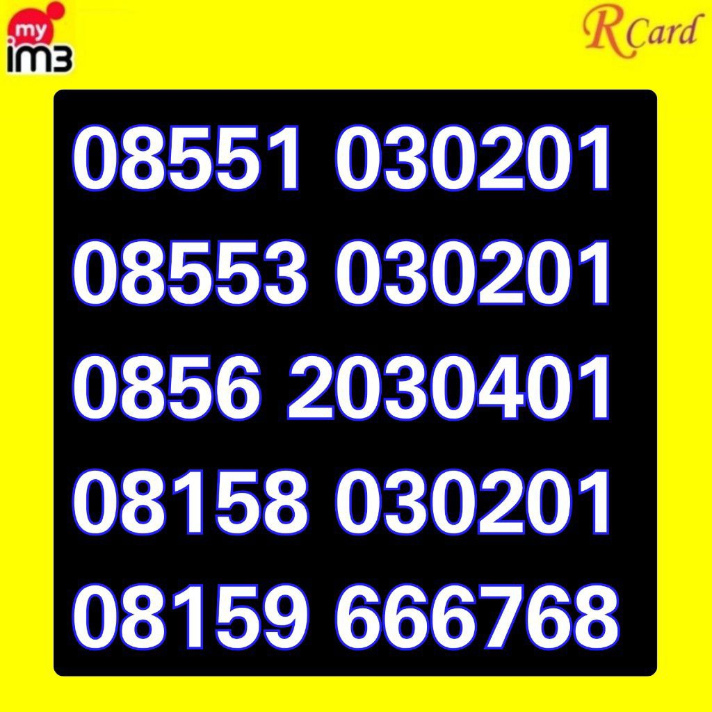 Perdana Nomor Cantik Indosat im3 11 digit Urut 030201 666768