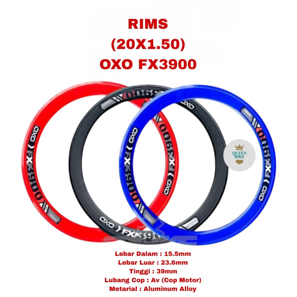 Rim Velg Peleng Double Wall Sepeda BMX Lipat Folding Seli Minion Tumpuk Tinggi 4cm 20x1.25/1.35/1.50