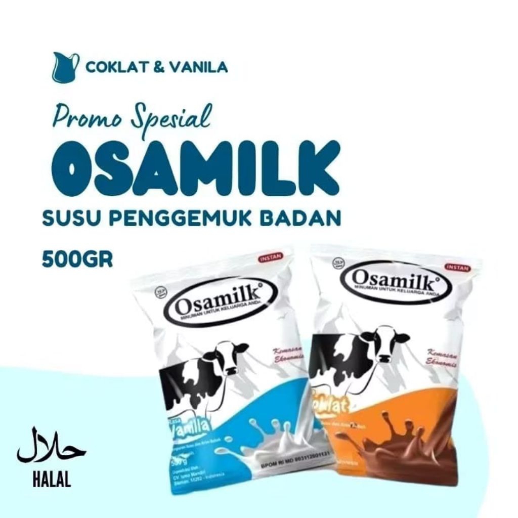 SUSU OSAMILK 500 GRAM SUSU SAPI BUBUK / Susu Osamilk Rasa Vanila dan Coklat 500 Gram Susu Sapi Bubuk