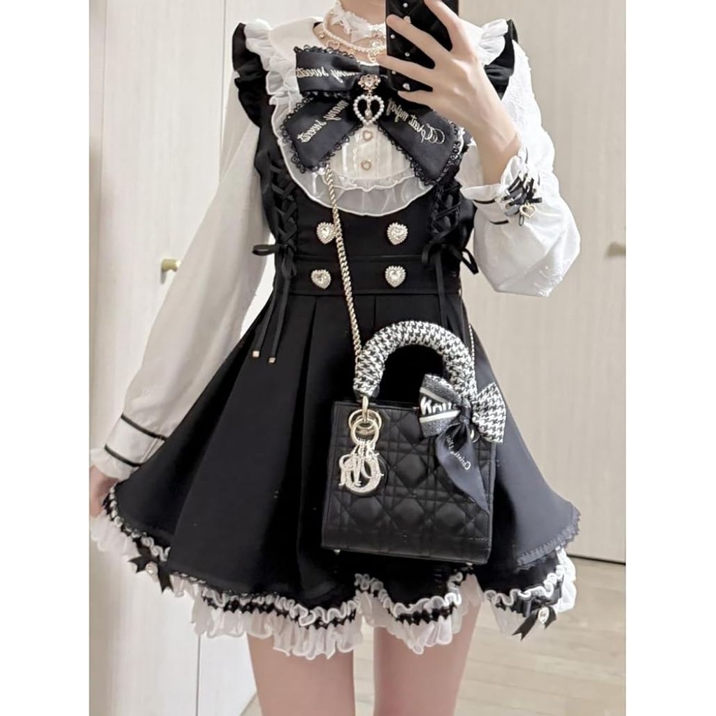 [WTS/PRELOVED] JIRAI KEI SET LIZ LISA DUPE BLACK WHITE GOTHIC