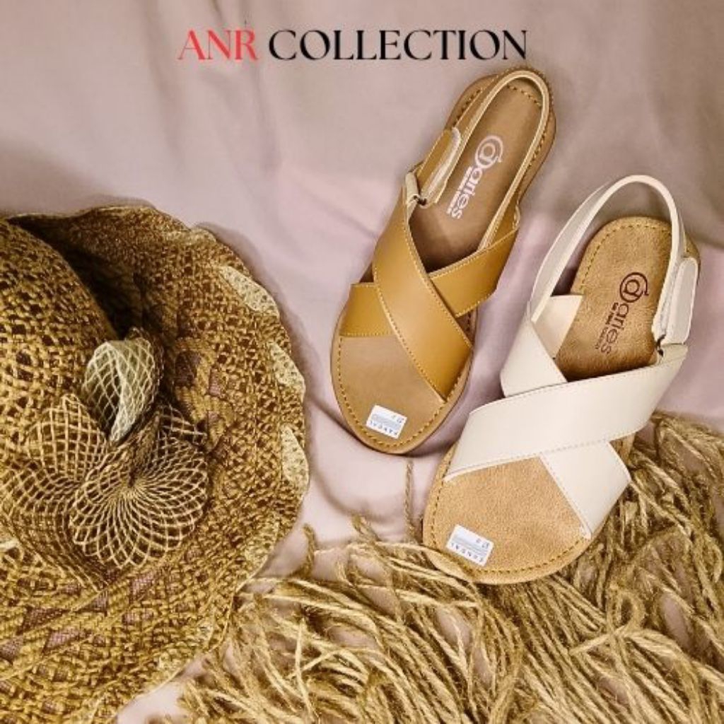 Sandal Tasik Sandal Wanita Sandal Model Tali Silang Kulit Imitasi Hak Karet Premium Tidak Licin Anti