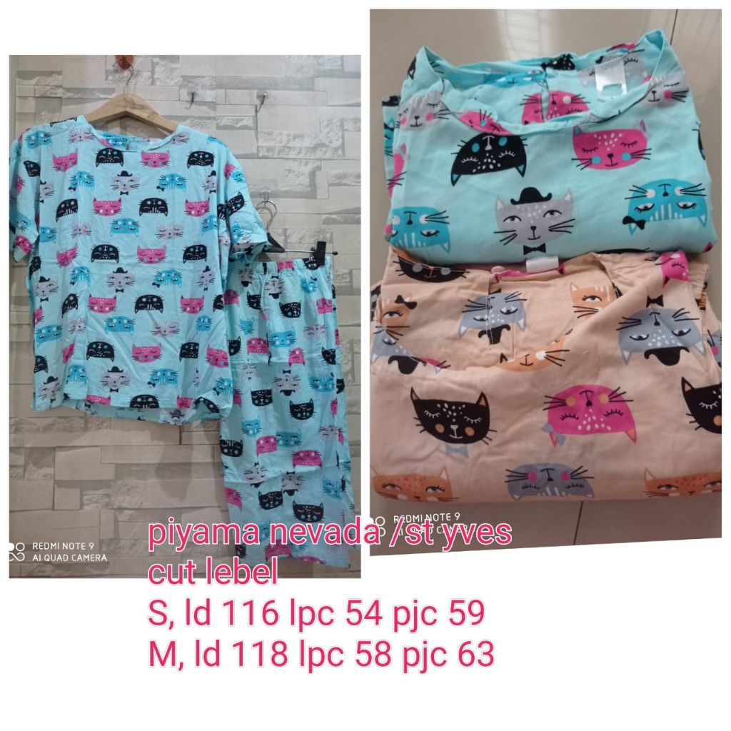 piyama baju tidur nevada dan st yves pendek