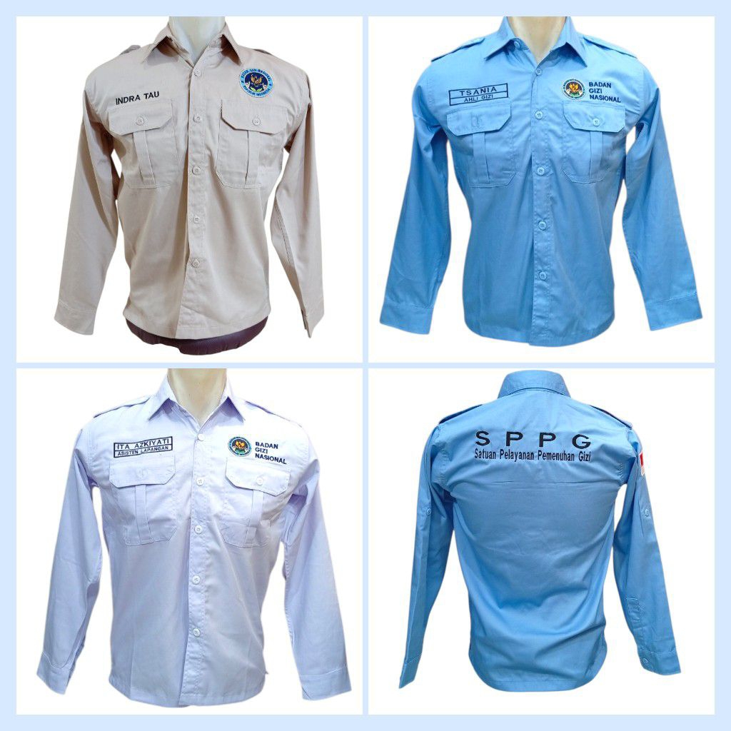 Kemeja Lengan Panjang SPPG - Seragam SPPG Gratis Pasang Nama Jabatan / Kemeja Kerja Nyaman & Profesi