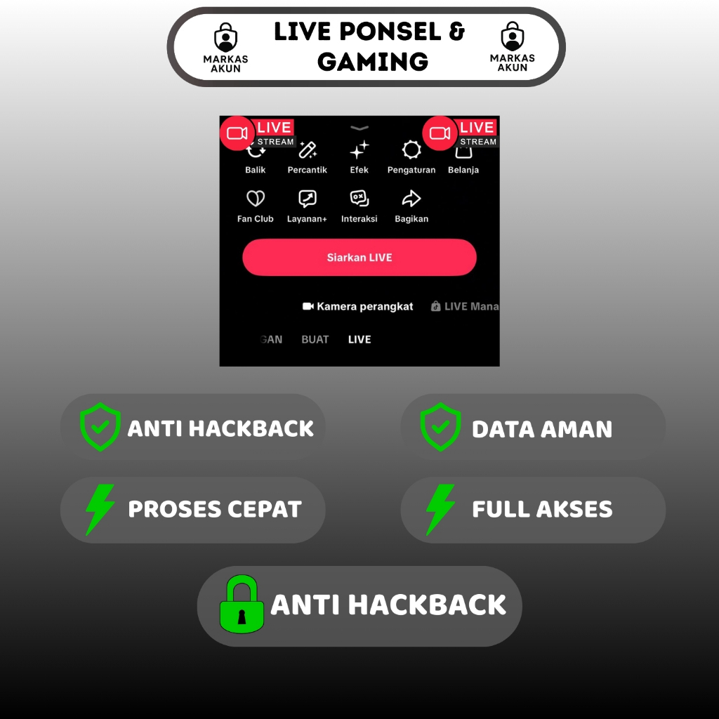 Akun Tiktok Siap Live Ponsel dan Live Gaming 24 Jam Non Stop | Bergaransi | Belum Live Studio