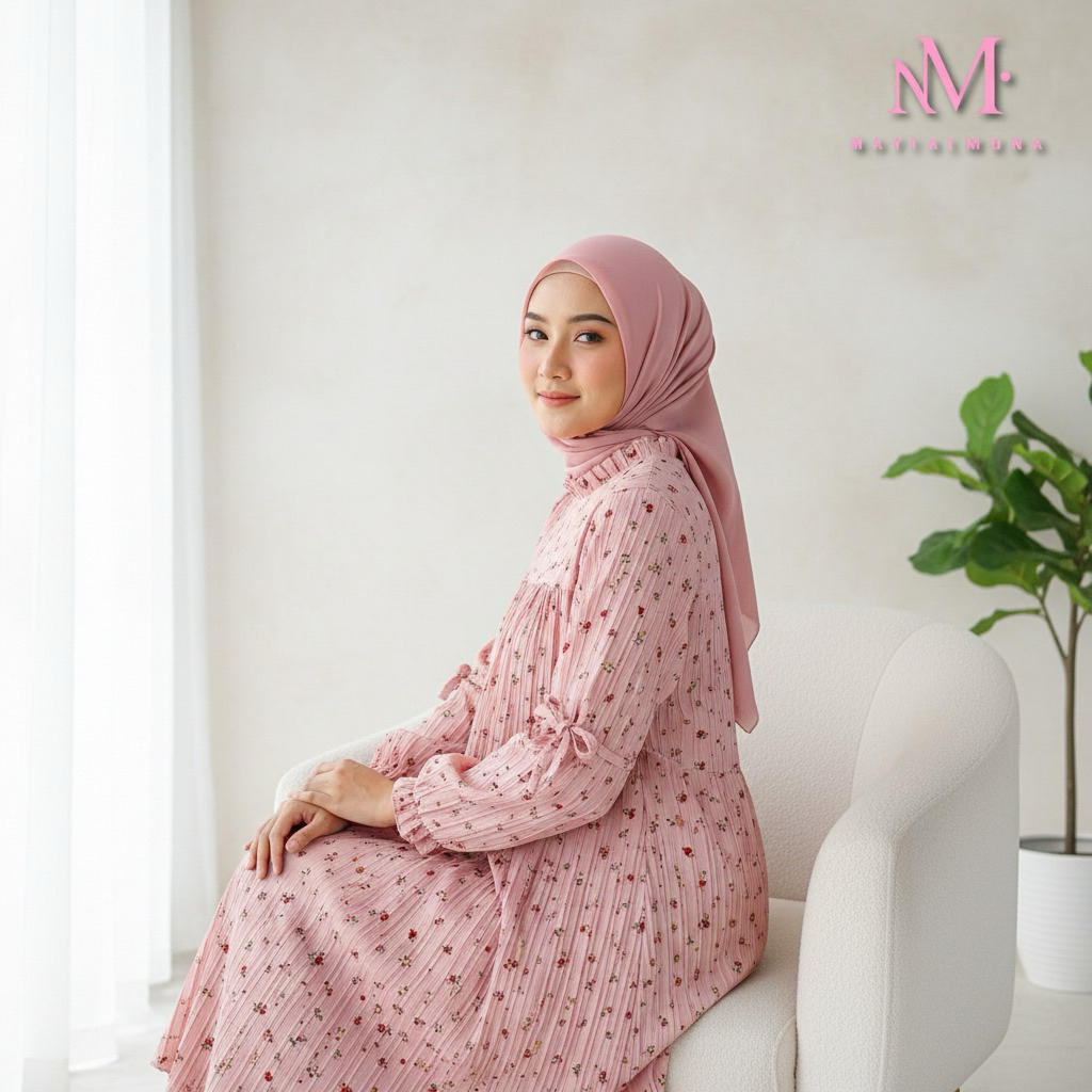 Gamis Motif Bunga | Anaya Dress Gamis premium By NAYLALMUNA | Gamis Lebaran 2026 /Baju Muslim Model 