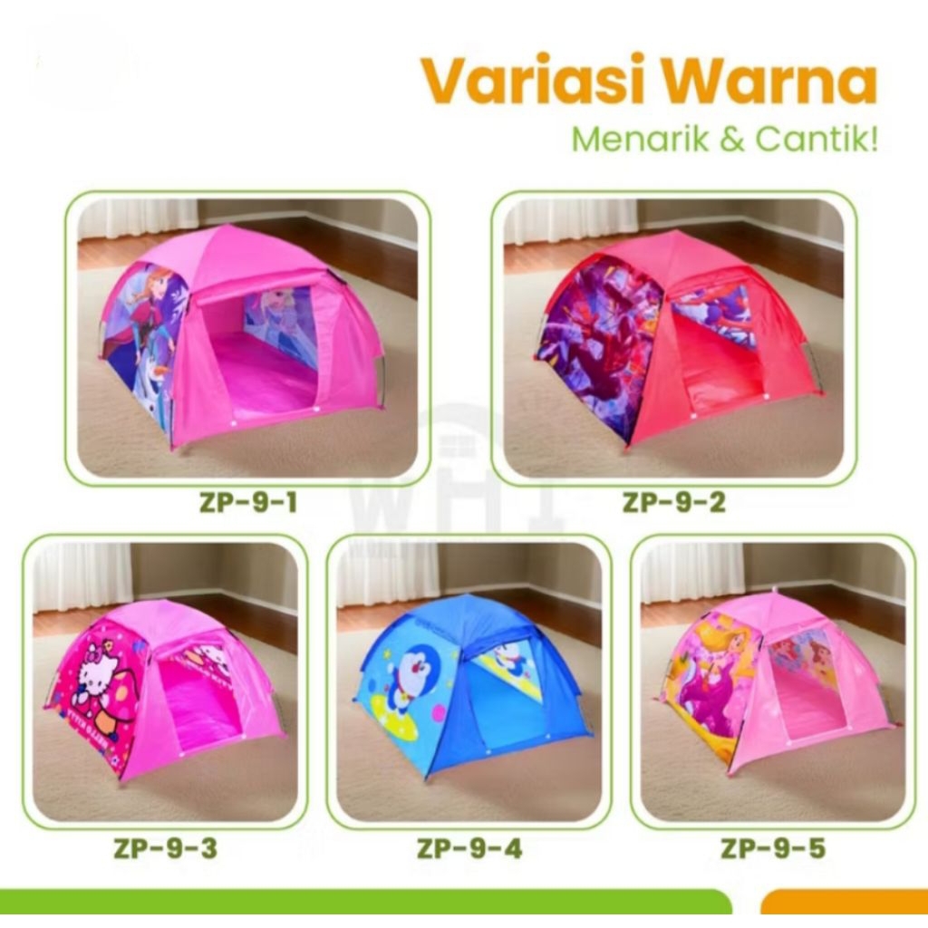 Tenda anak karakter tenda rumahan tenda Doraemon Spiderman Frozen Cinderella