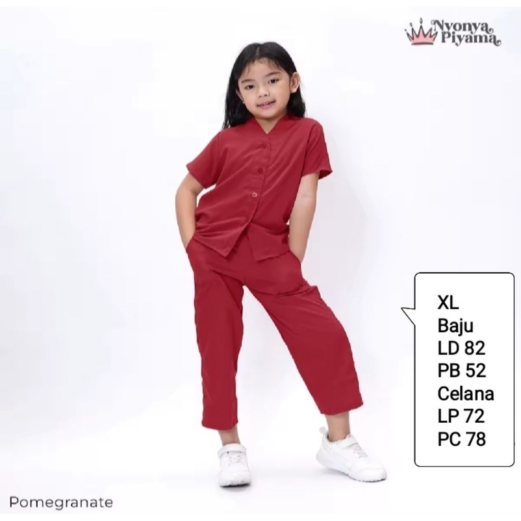 Nyonya Piyama Anak Set Celana Panjang Lengan Pendek