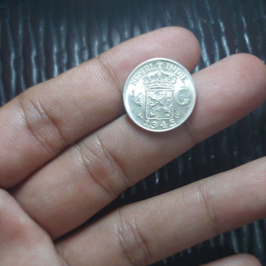 Koin perak 1/4 Gulden 1945 S UNC/AUNC