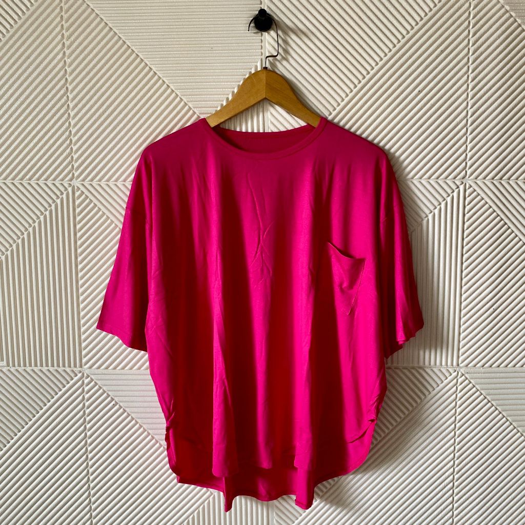 Syafiqa - Micelyn  Atasan LD 140 / Kaos Oval Jumbo Big Size / Atasan Polos Saku Super Jumbo / Kaos