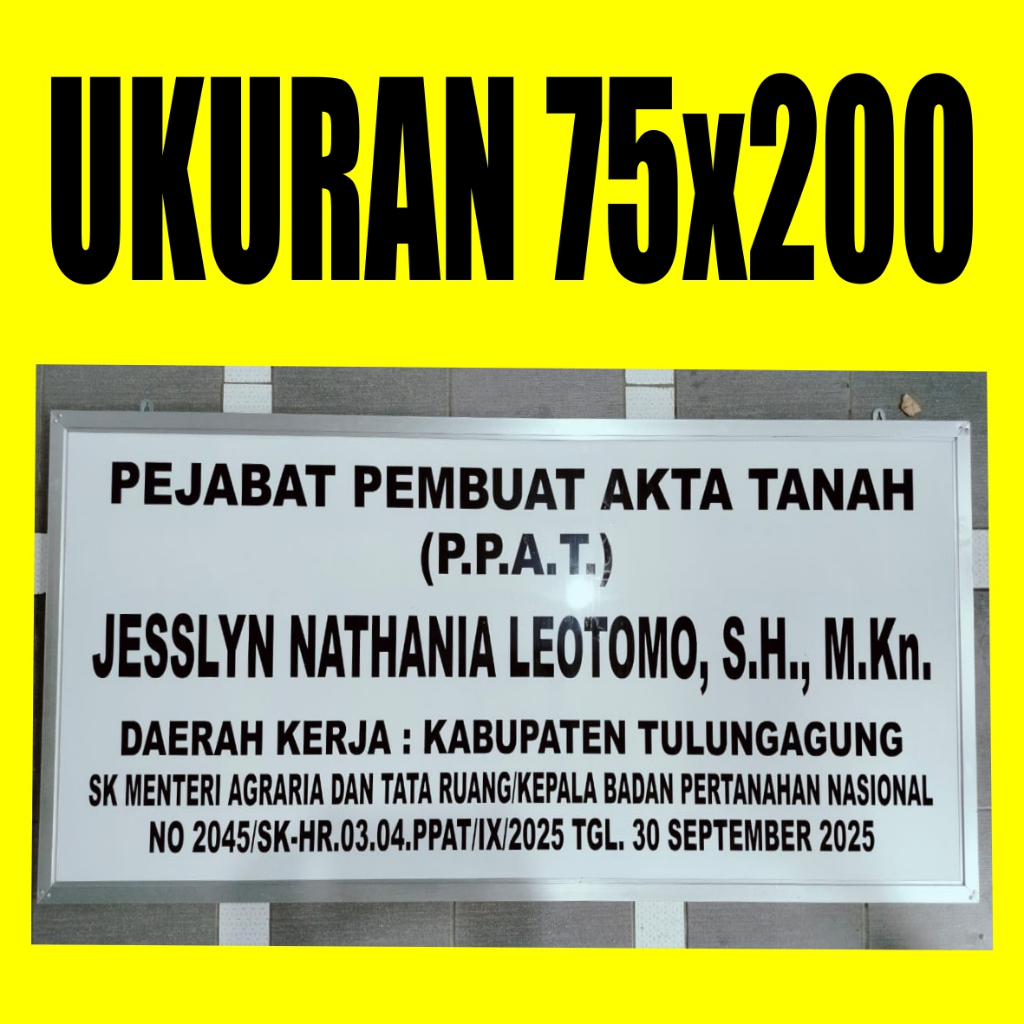 Papan Nama Acrylic 75x200 Papan Nama Dokter Plang Bidan Praktek Sekolah Sign Label 75*200 Akrilik