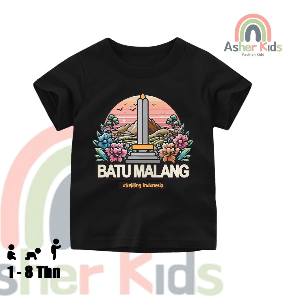 Asher Kids - Kaos Atasan Anak Laki Laki Perempuan 1 10 Tahun Baju Atasan Anak Cowok Cewek Warna Moti