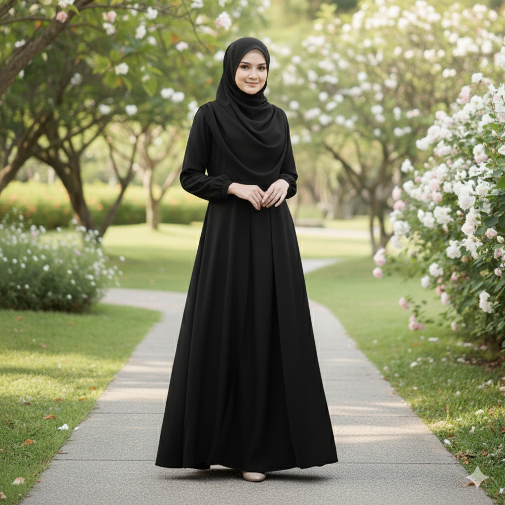Dress Muslimah Elegan Maroon Premium | Gamis Satin Polos Loose Fit | Abaya Turki Modern Terbaru