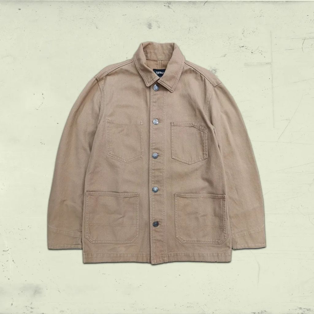 Chore Jacket By Spao Cream Material Duck Canvas Full Tag Mulus