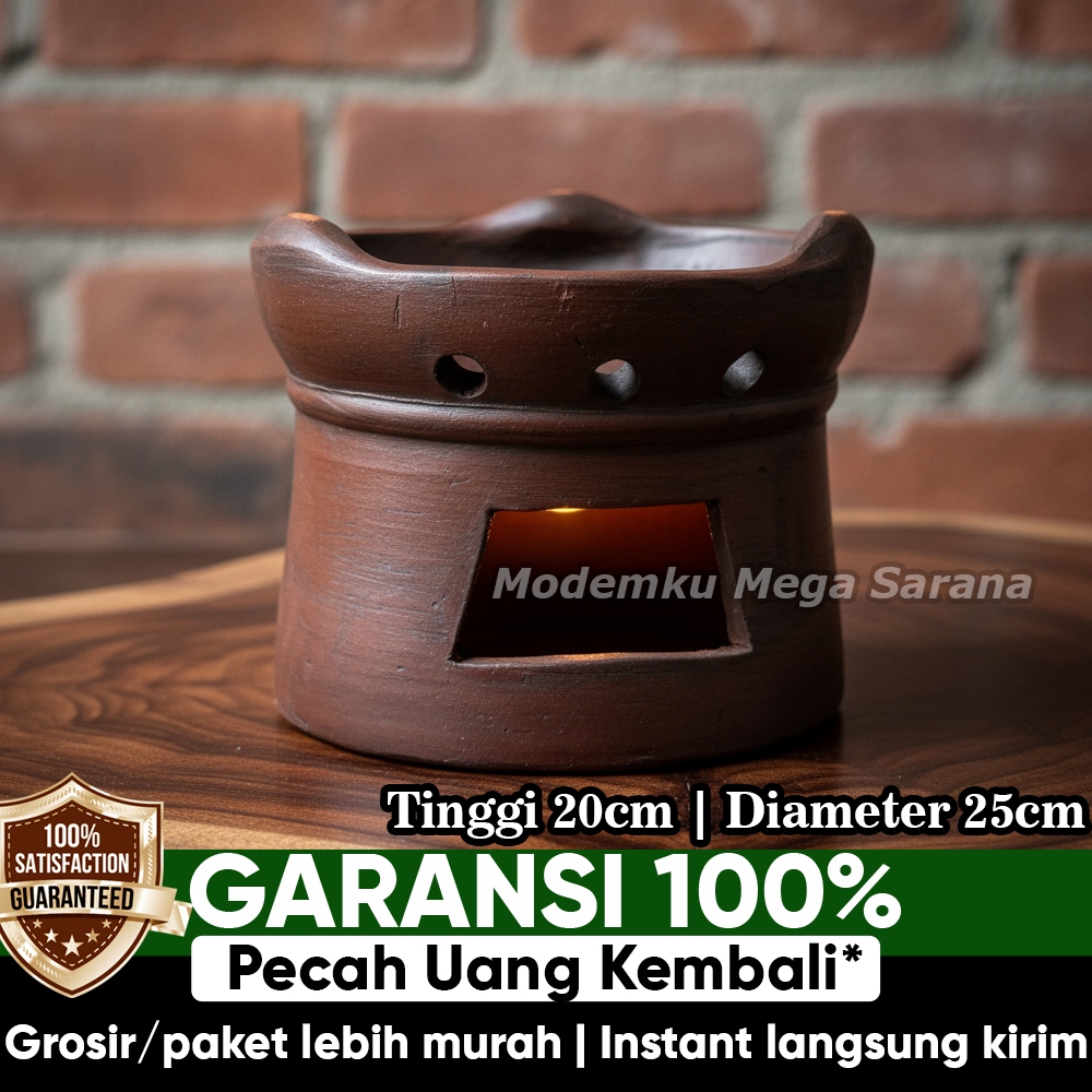 Tungku Anglo Tanah Liat Gerabah Anglo Arang Areng Alat Masak Tradisional Diameter 25 cm