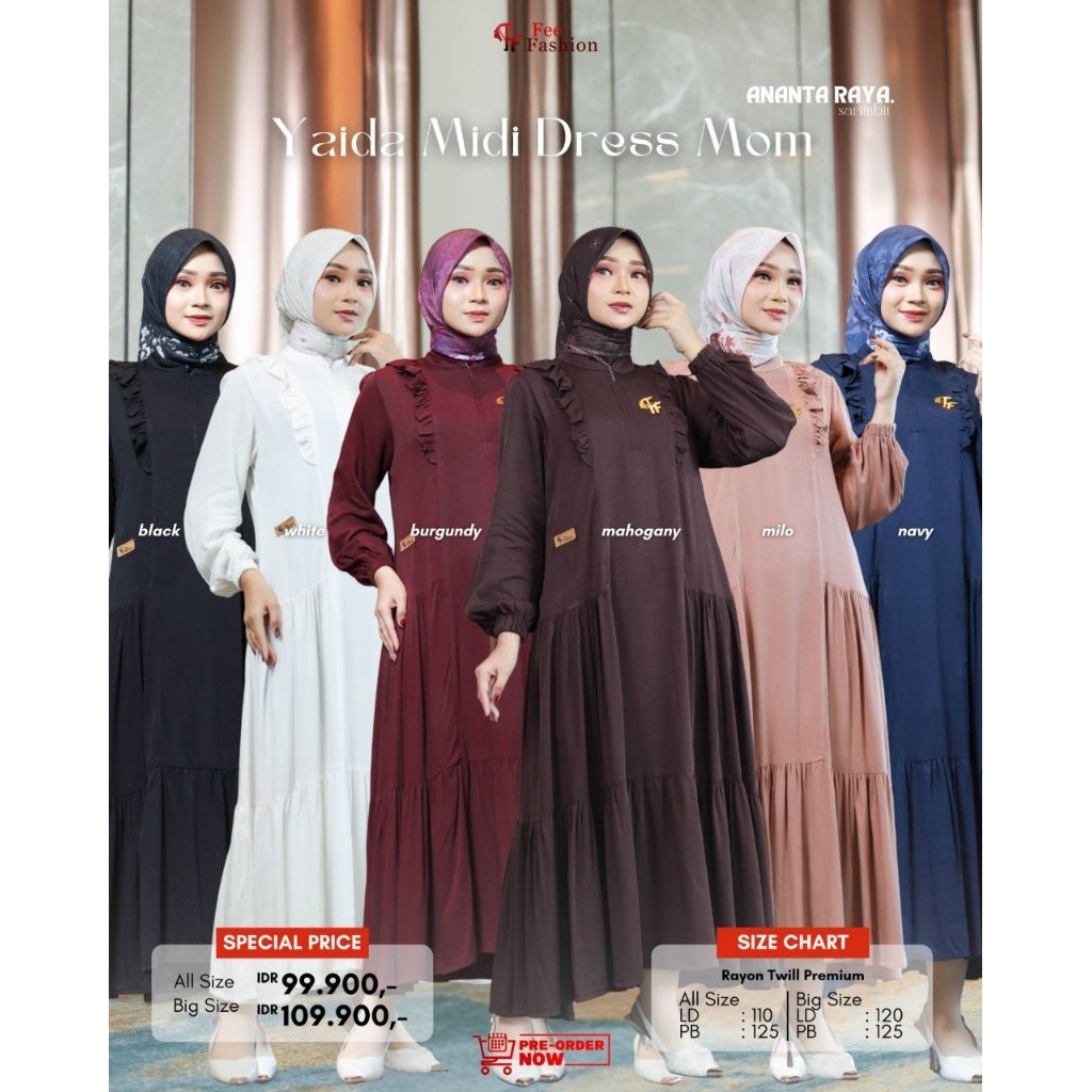 ANANTA RAYA SARIMBIT FEE FASHION, YAIDA SERIES, YAIDA DRESS,  YAIDA MIDI DRESS
