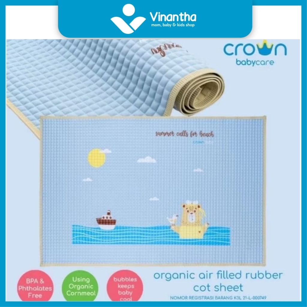 CROWNBABY ORGANIC NATURAL RUBBER COT SHEET-vinanthababyshop