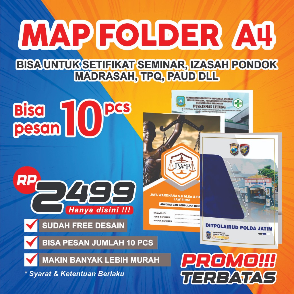 cetak map folder sekolahan semiar kantor custom kertas