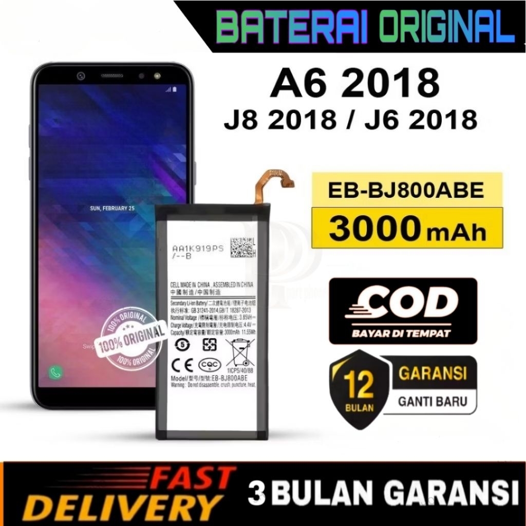 BATERAI BATRE SAMSUNG A6 2018 / J8 2018 / J6 2018 / EB-BJ800ABE / ORIGINAL BATTERY BATEREI BATREI