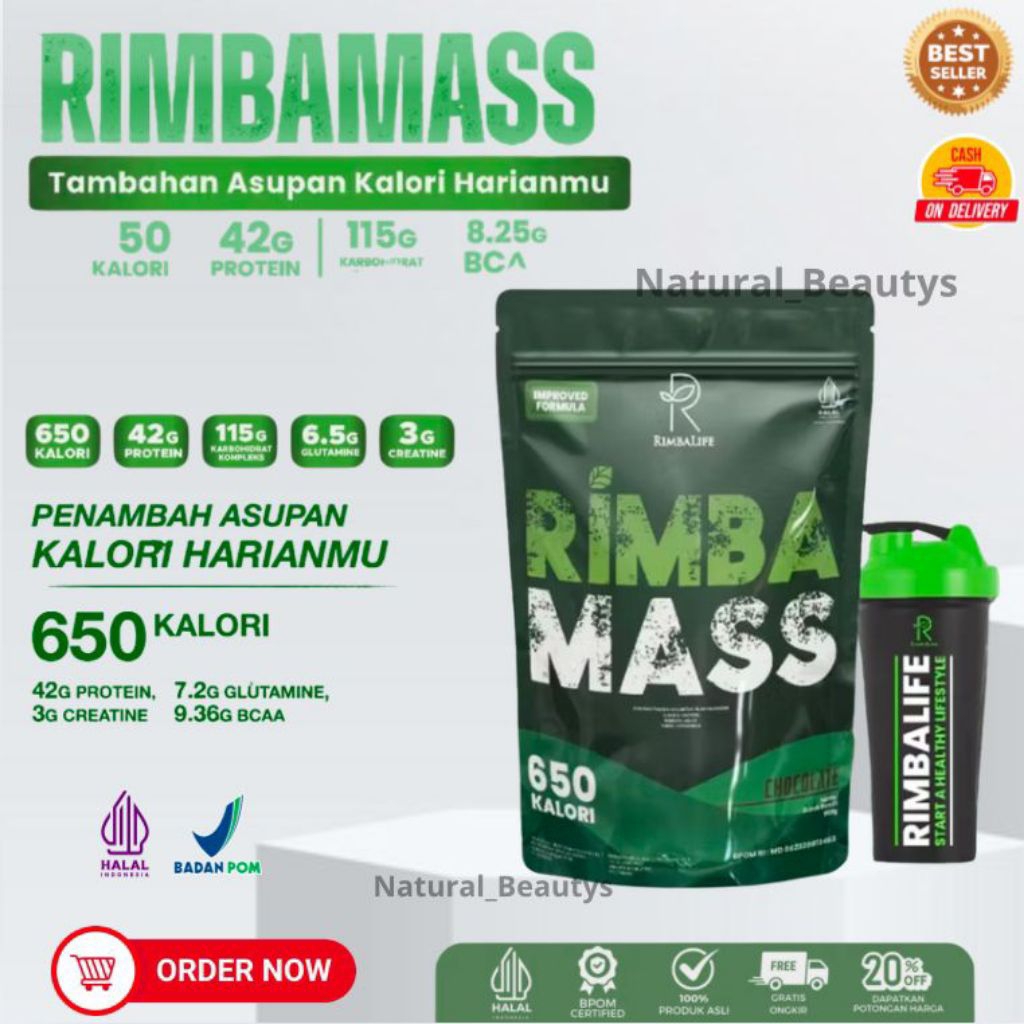 Rimbamass Rimbalife Gainer Susu Penambah Massa Otot Gym Penggemuk Badan Pria Wanita Halal