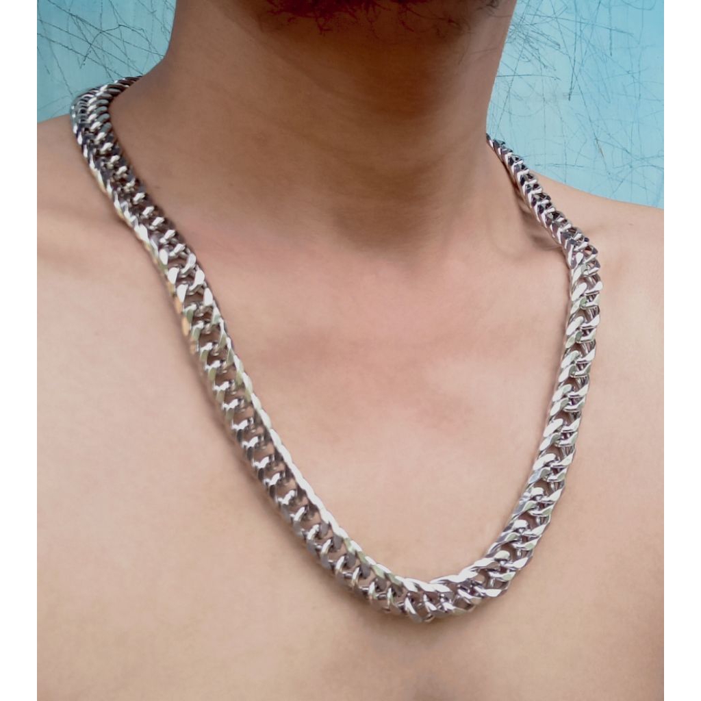 Kalung Pria Cowok Rantai Silver Titanium Stainless Steel Besar