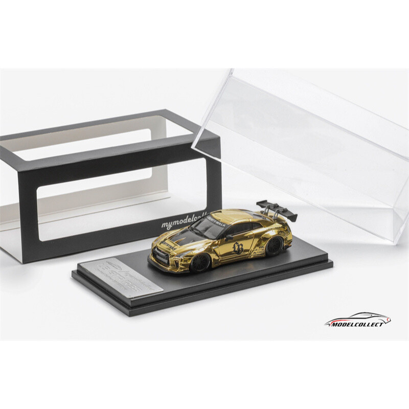 MY MODEL COLLECT NISSAN GTR R35 LBWK LIBERTY WALK CHROME SEALED GOLD