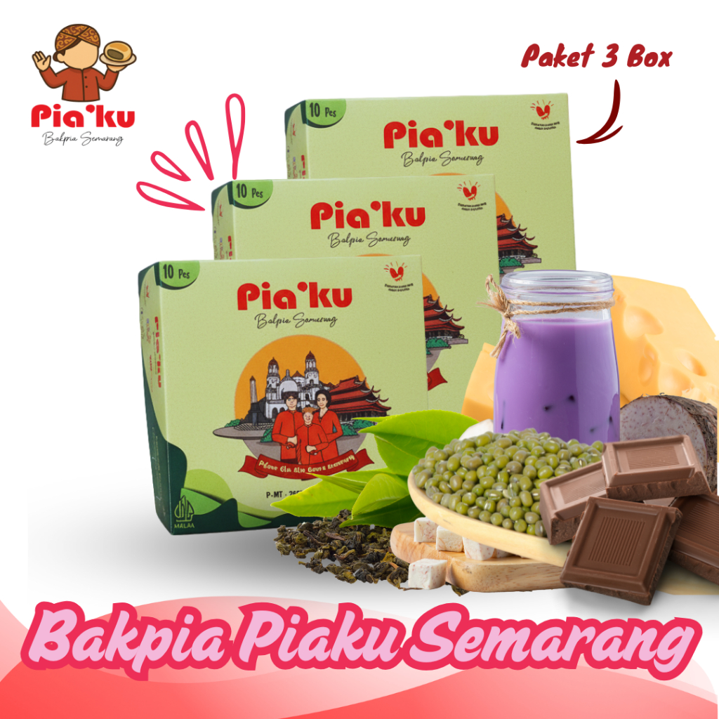 Bakpia Piaku Semarang [ 3 Box ] Paket Bakpia Semarang Aneka Rasa Isi 10 - Oleh Oleh Khas Semarang