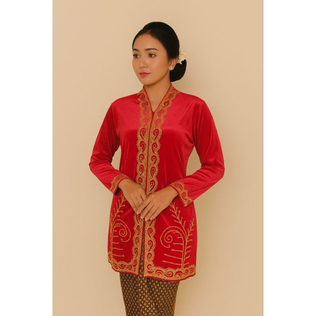 Kebaya Beludru Ibu Besan Bordir Mewah Lengan Panjang