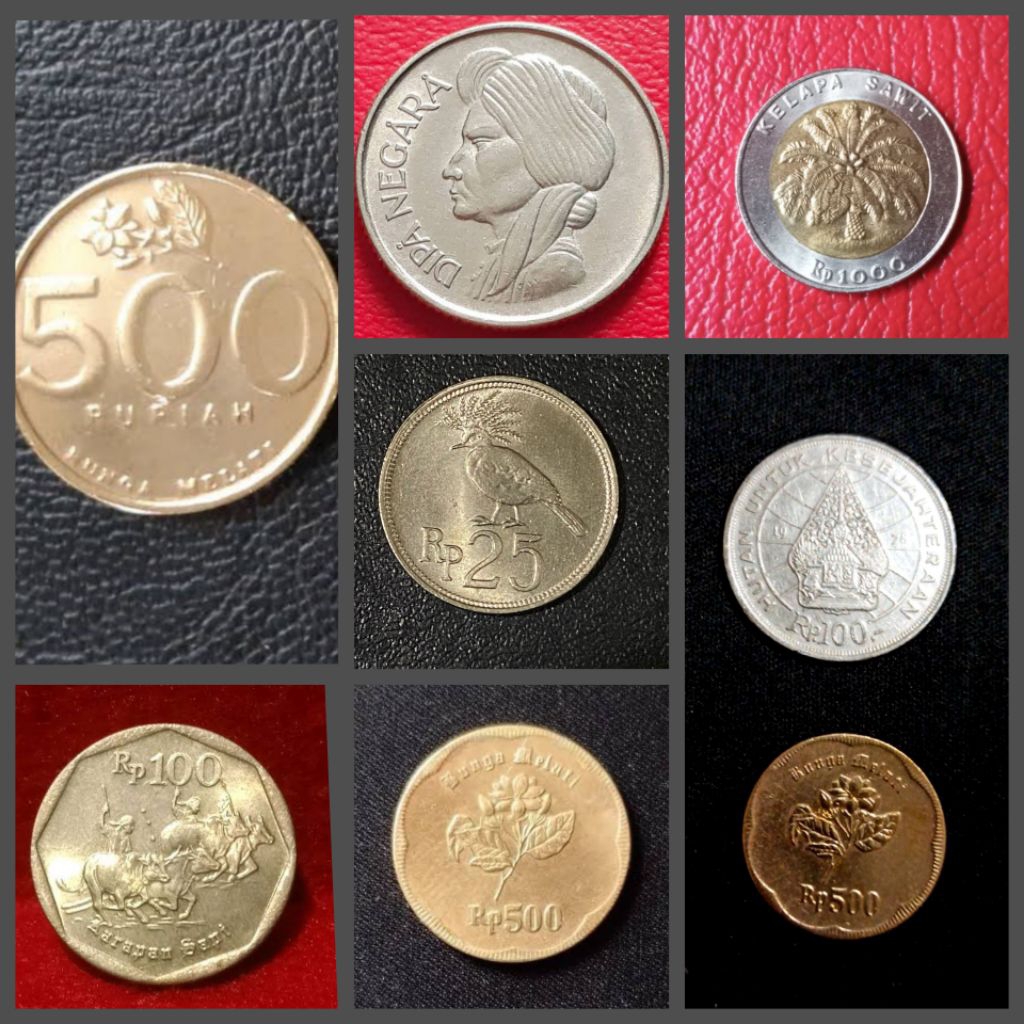 Uang Koin Kuno 7 macam jenis koin kuno+kapsul pelindung koin(SUDAH DICUCI)